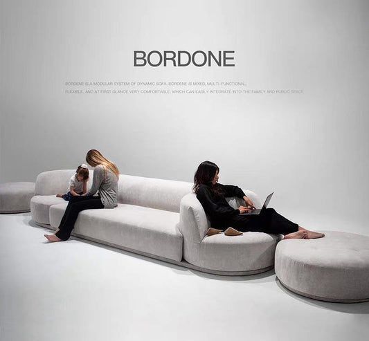 Luxury Curved Fabric Bordone Rotating Sectional Sofa Set