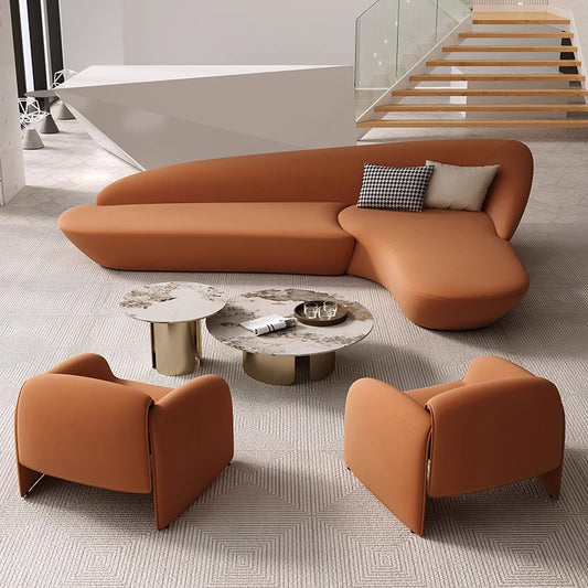 Luxury Modern Curved Sofa Set with Accent Chairs