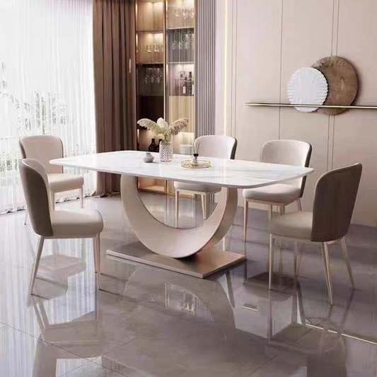 Modern Luxury Marble Dining Table Set with 6 Chairs