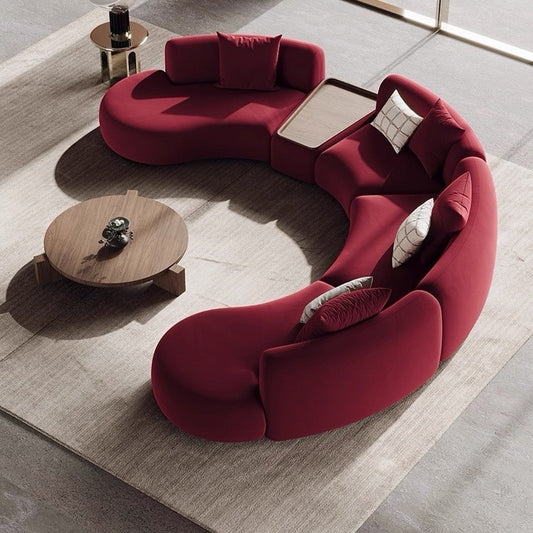 Luxury Modern Curved Sectional Sofa with Center Table