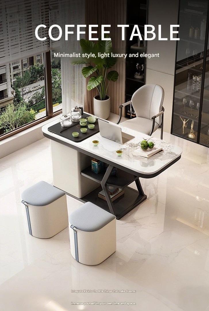 Luxury Stone Slab Tea Table With Chairs