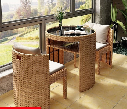 Outdoor Rattan Coffee Table And Chair Set with Cushions