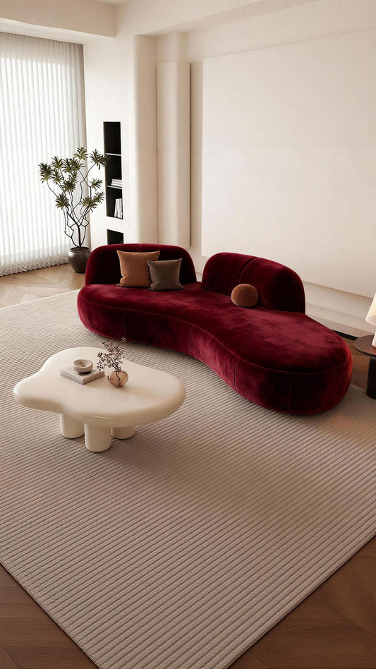 Modern Curved Fabric Sofa Set with Lounge Chairs