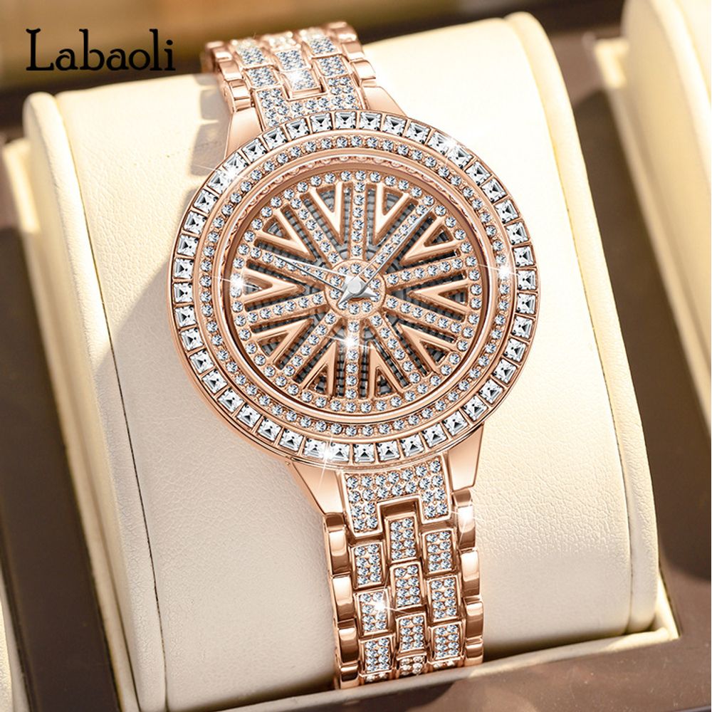 Rhinestone Ladies Spinning Quartz Watch