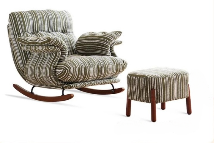 Retro Lazy Rocking Chair with Ottoman