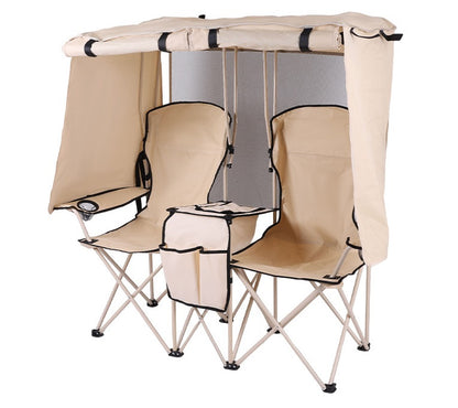Portable Foldable Double Camping Chair with Sunshade Canopy