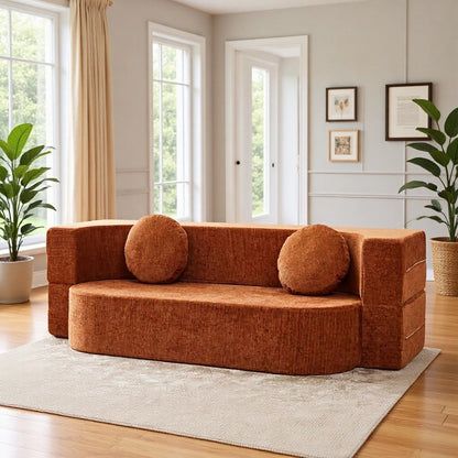 Modern Curved Foldable Fabric Sofa