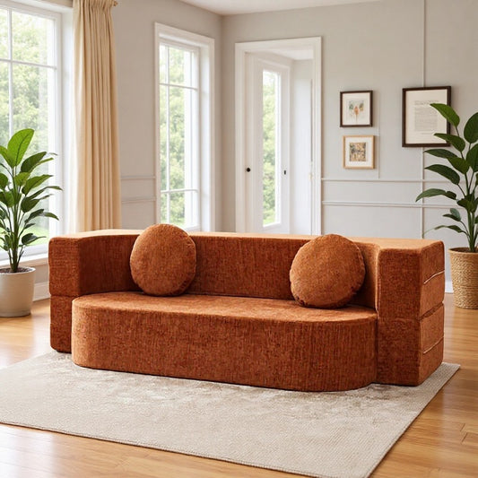 Modern Curved Foldable Fabric Sofa