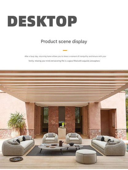 Luxury Outdoor Rattan Sofa Set With Coffee Table