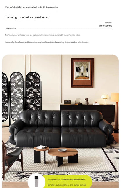 Retro Brown Sugar Cloud Electric Retractable Leather Sofa