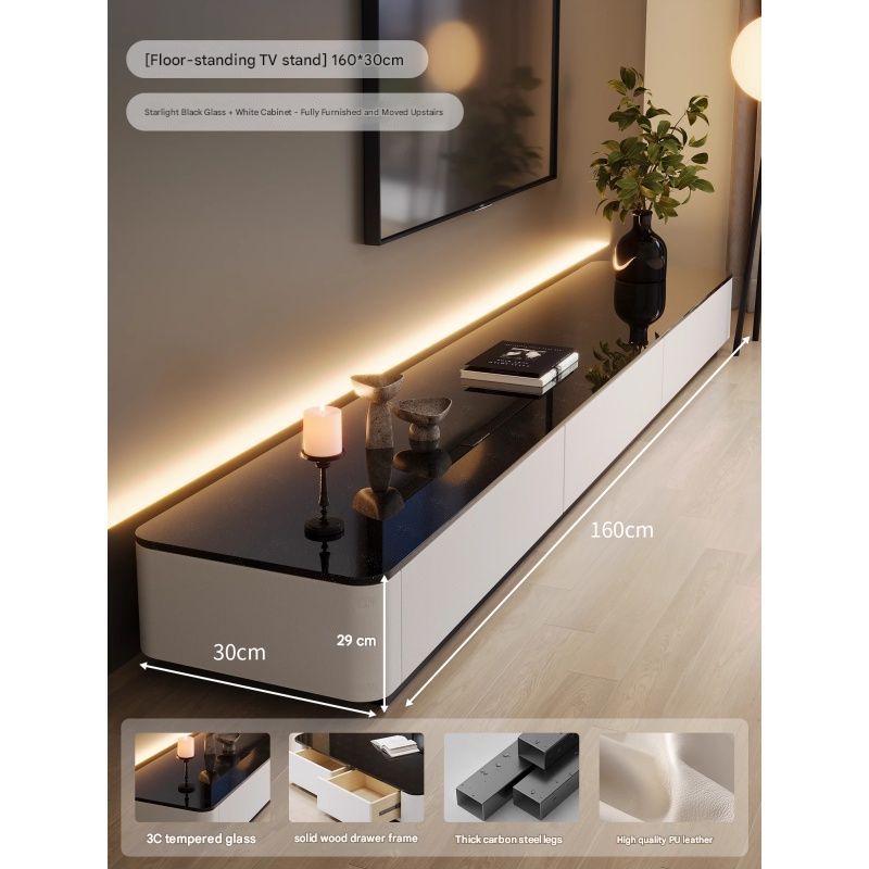 Luxury Floor Standing Glass TV Cabinet with Storage Drawers