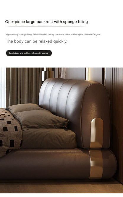 Italian Luxury Leather Sand Dune Double Bed