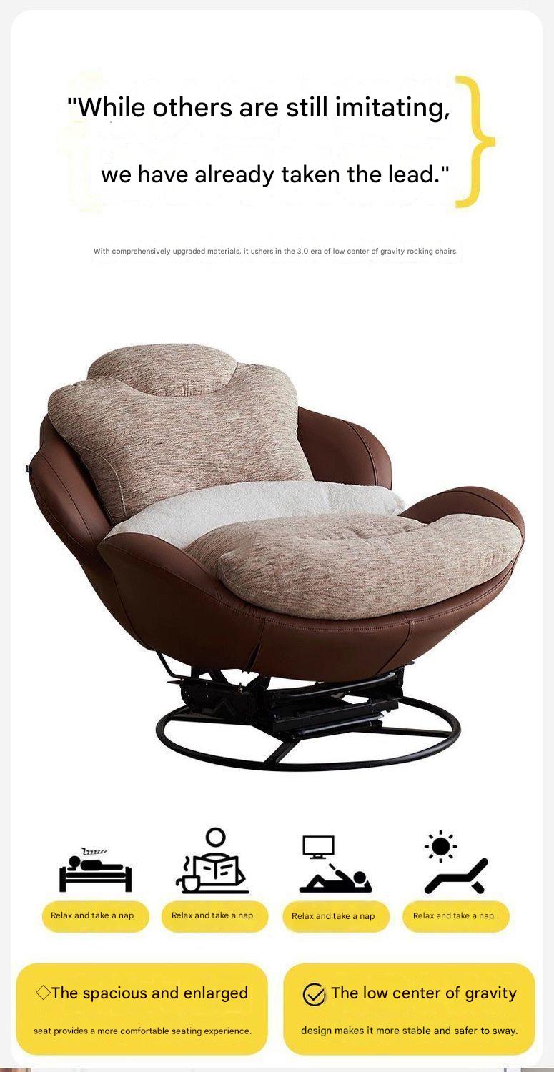 Modern Eggshell Swivel Recliner Chair with Ottoman