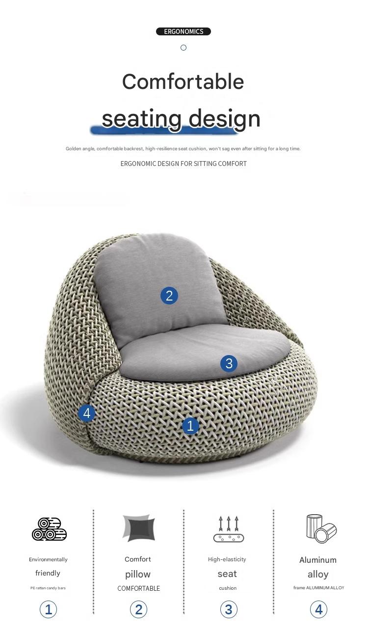 Modern Woven Lounge Chair with Ottoman Set