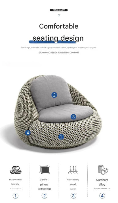 Modern Woven Lounge Chair with Ottoman Set