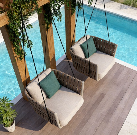 Luxury Outdoor Hanging Swing Chair Set with Cushions