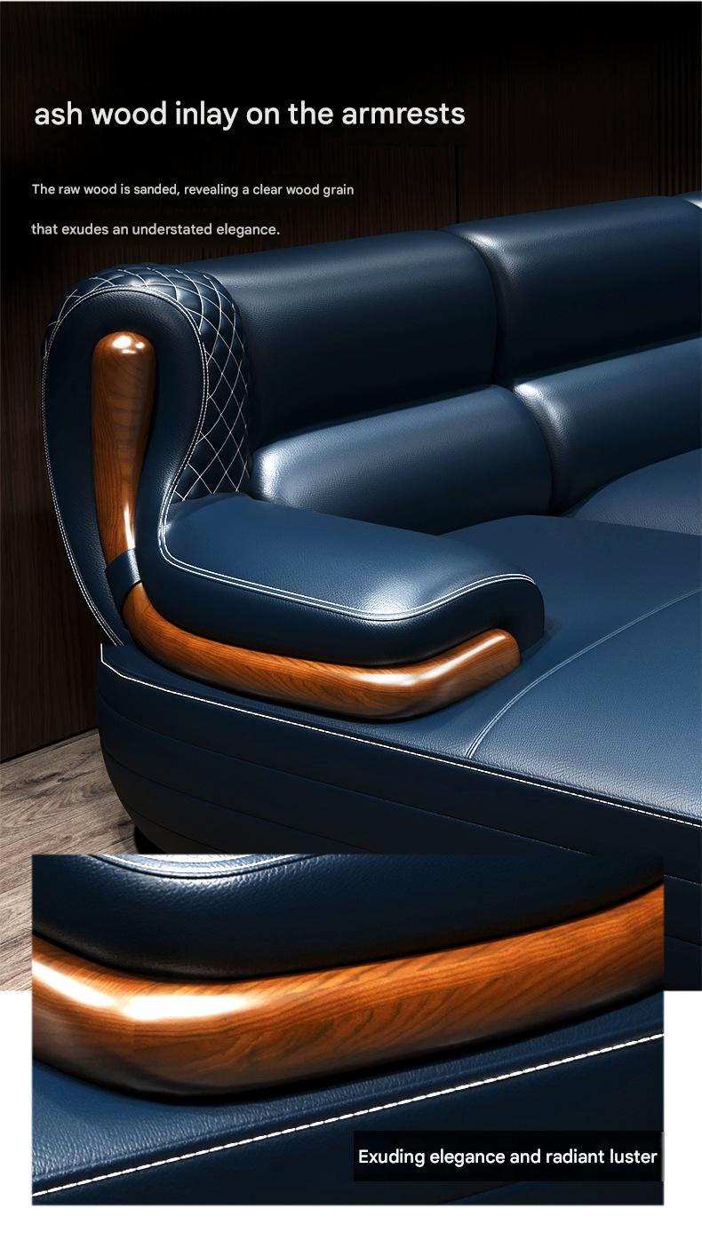 Luxury L-Shaped Leather Sofa Set with Ottoman