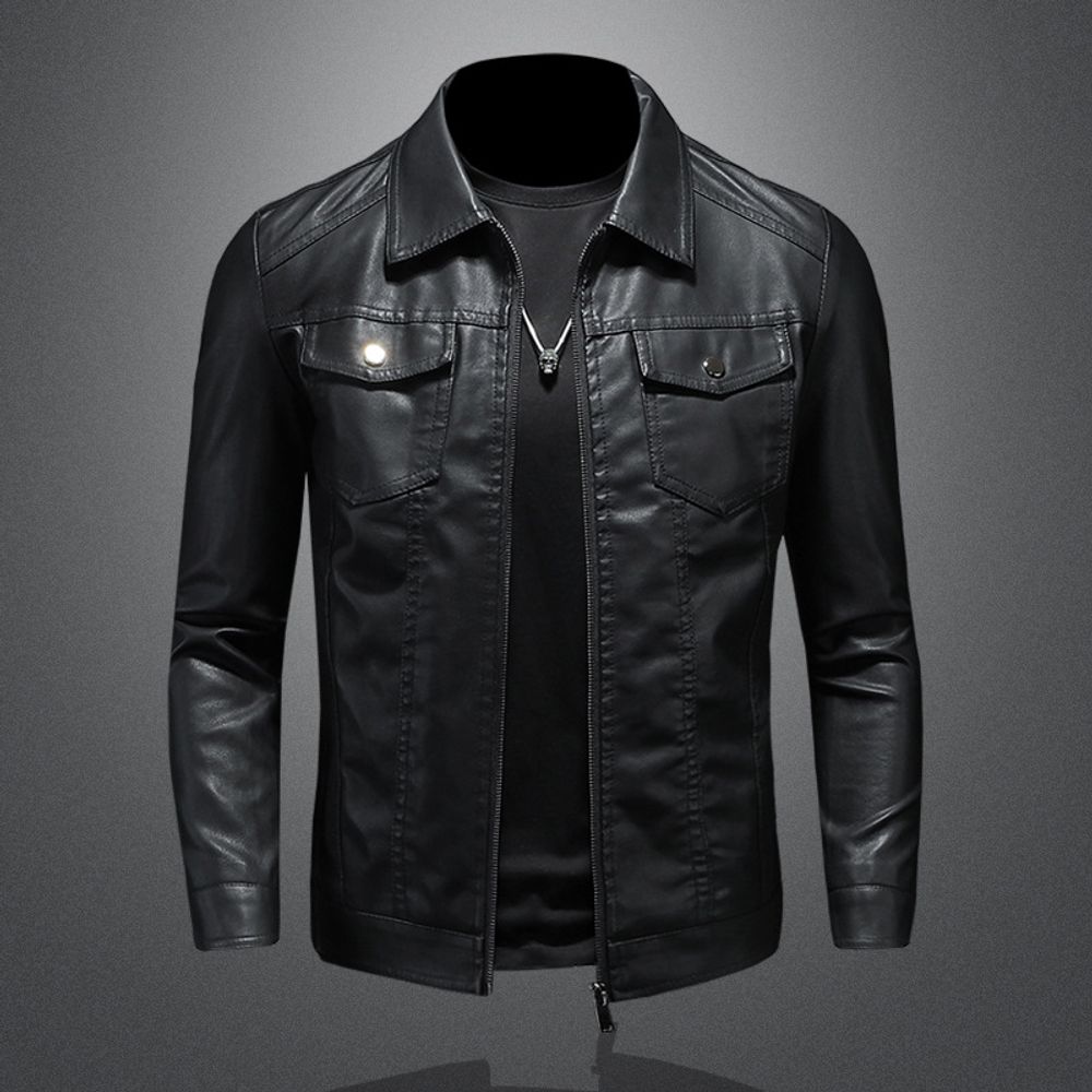Mens Leather Velvet Thickened Jacket