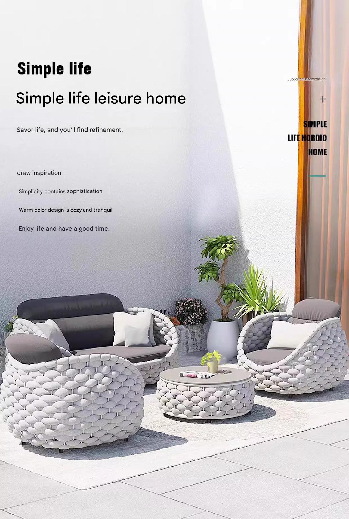 Luxury Outdoor Rattan Sofa Set with Coffee Table