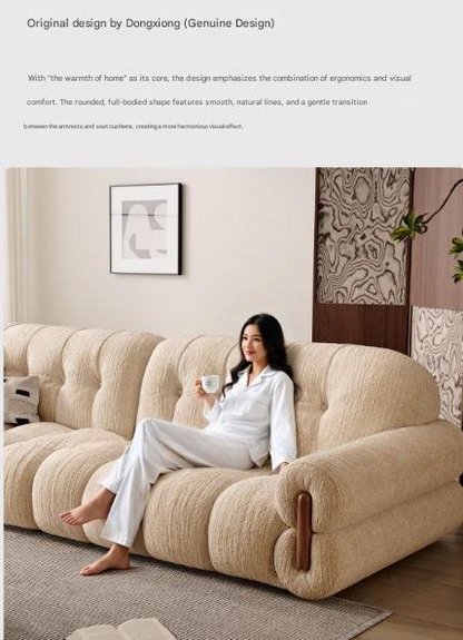 Retro Chenille Fabric Sofa with Adjustable Depth