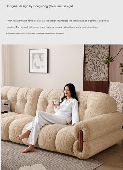 Retro Chenille Fabric Sofa with Adjustable Depth