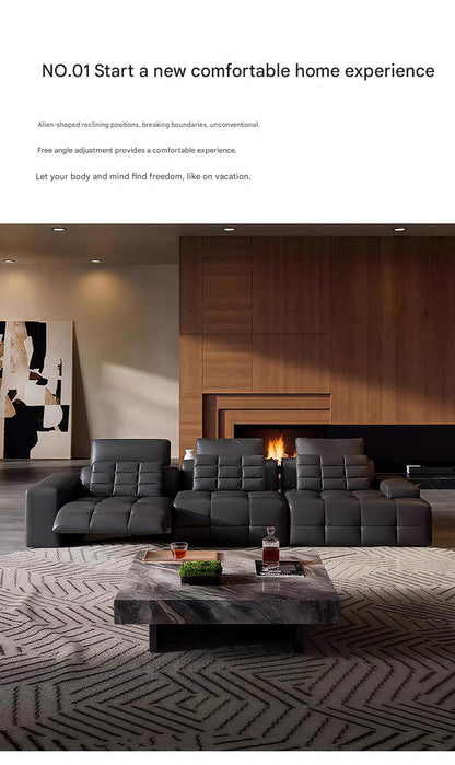 Luxury Electric Recliner Leather Sofa With Adjustable Footrest