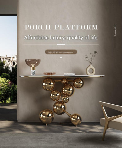 Light Luxury Rock Slab Sofa Table With Stainless Steel Base