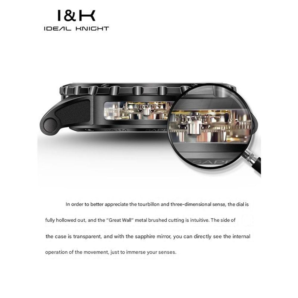 IDEALKNIGHT Tourbillon Automatic Mechanical Mens Watch