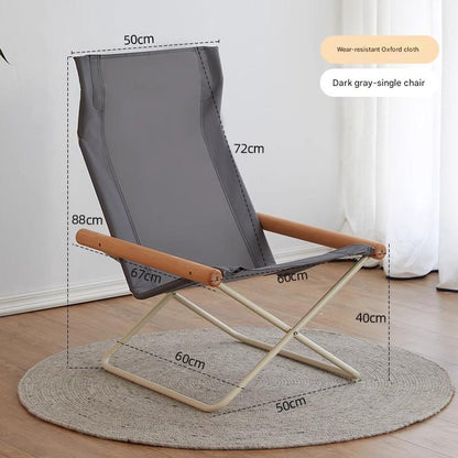 Modern Folding Lounge Chair with Wooden Armrests