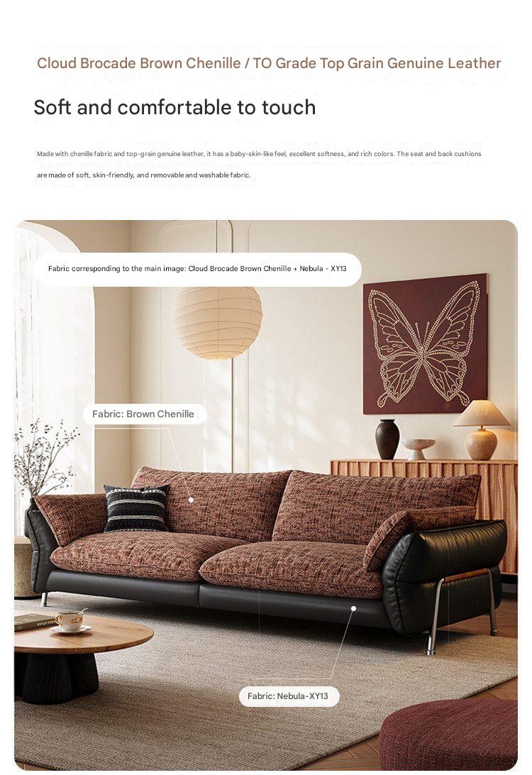 Modern Extra Large Fabric Sofa with Goose Down Cushions
