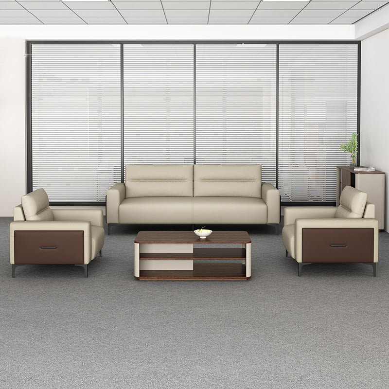 Luxury Leather Sofa Set With Coffee Table