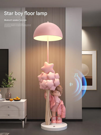 Resin Cartoon Star Boy Floor Lamp With Bluetooth Audio