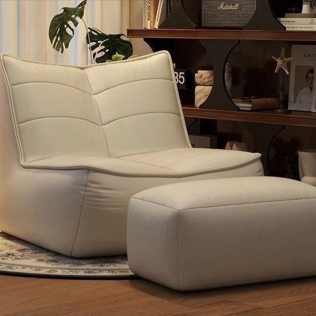 Modern Lazy Single Sofa Chair with Ottoman Footrest