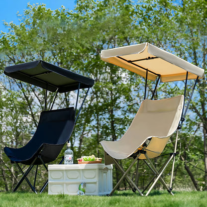 Outdoor Folding Chair with Umbrella Canopy