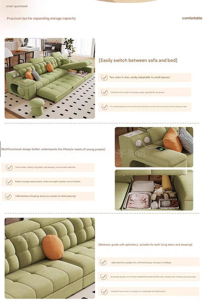 Luxury Chenille Cotton Linen Folding Sofa Bed