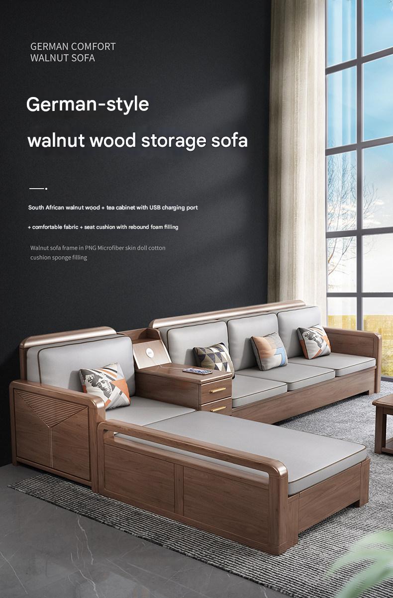 Luxury Modern Wooden L Shape Sofa with Storage Cabinet