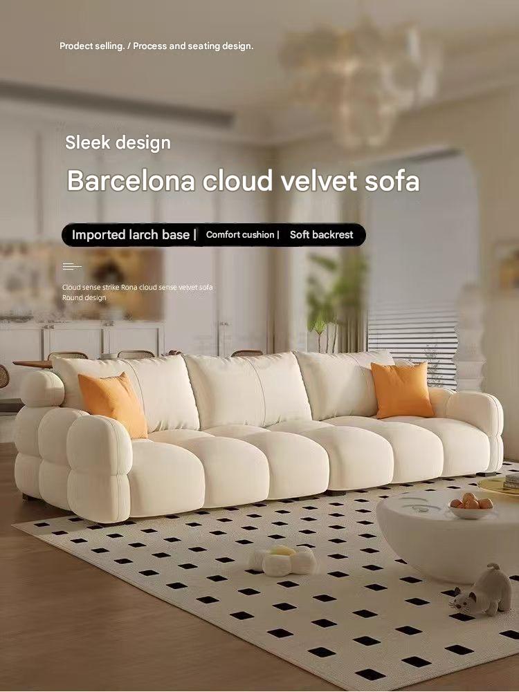 Modern French Barcelona Cloud Velvet Sofa
