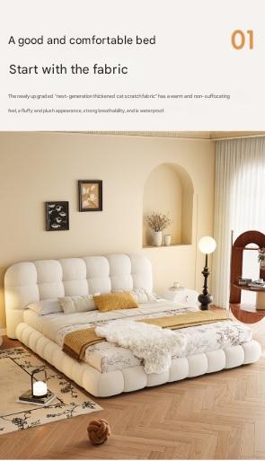 Modern Upholstered Platform Bed with Tufted Headboard
