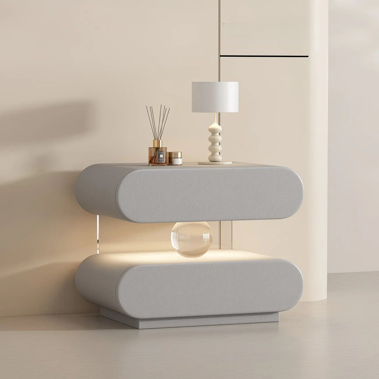 Luxury Wooden Bedside Table With Acrylic Sensor Light