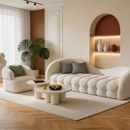 Modern Curved Sofa Set with Accent Chair And Coffee Table