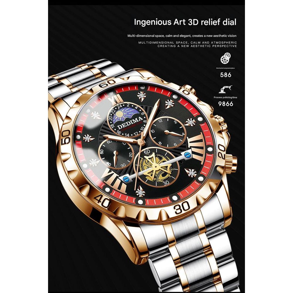 DEDIMA Mens Luminous Flywheel Quartz Watch
