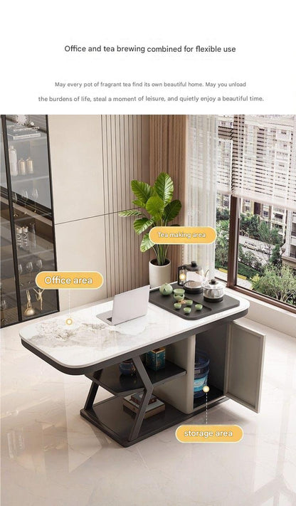 Luxury Stone Slab Tea Table With Chairs