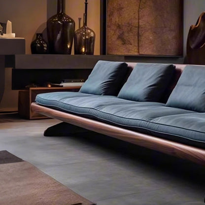 Luxury Black Walnut Three Seater Straight Sofa