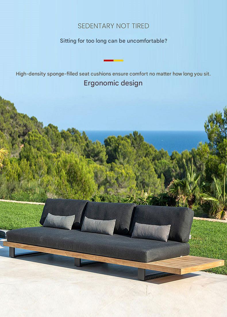 Luxury Outdoor Wooden Sofa Set with Cushions and Tables