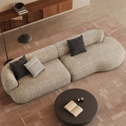 Modern Curved Boucle Sofa With Pedal