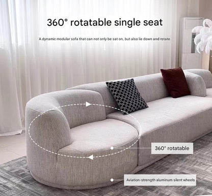 Luxury Curved Fabric Bordone Rotating Sectional Sofa Set