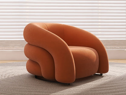 Modern Velvet Accent Chair with Sculptural Curved Design