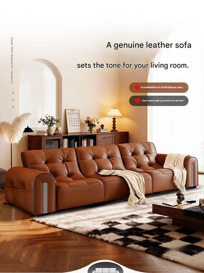 Modern Tufted Leather Sofa