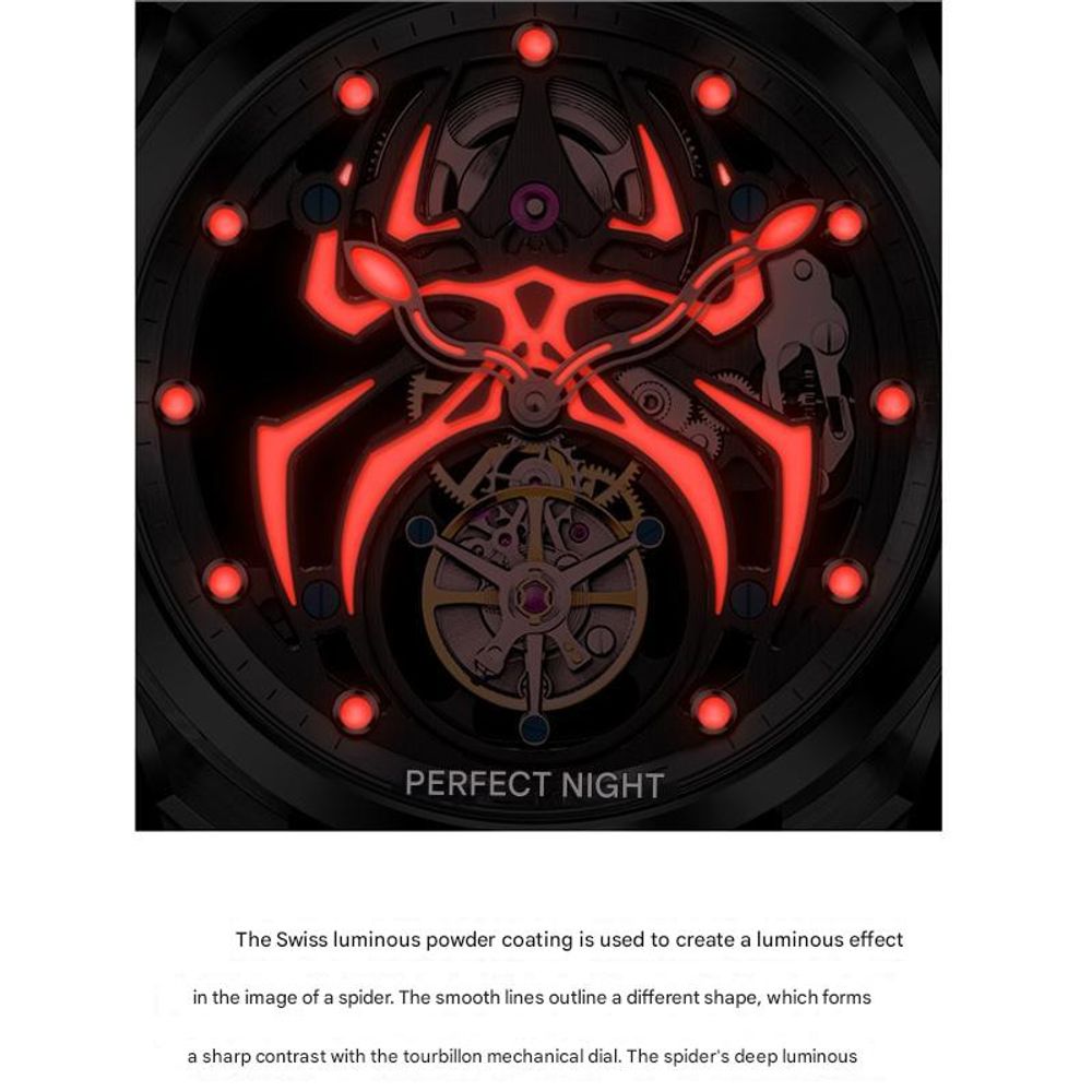 IDEALKNIGHT Spider Luminous Tourbillon Mechanical Mens Watch