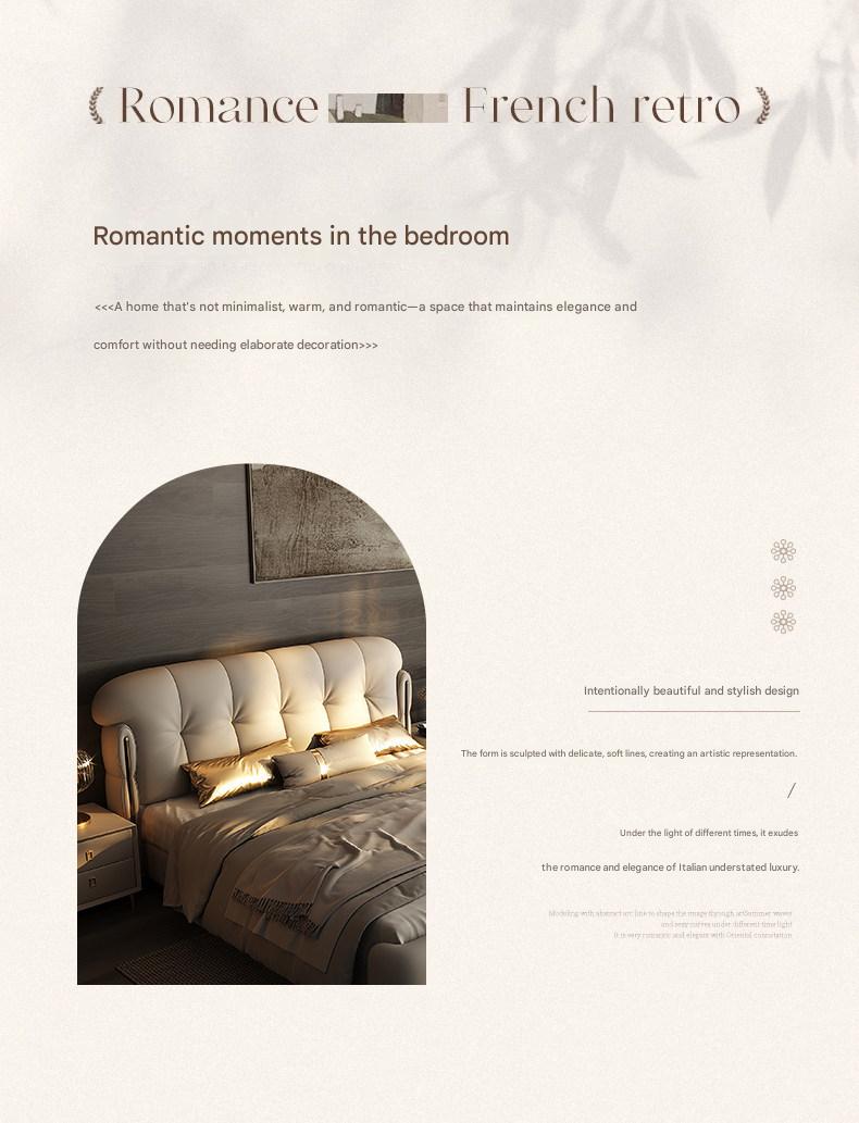 Modern Light Luxury Leather Double Bed with Soft Headboard